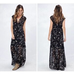 Lovestitch sheer black floral maxi dress